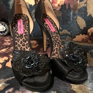 Betsey Johnson Beaded Flower Pumps